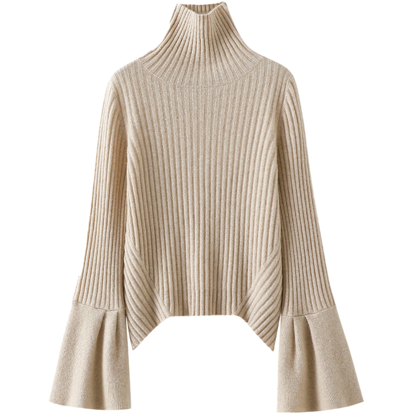 遇见惊喜！喇叭袖100%纯山羊绒衫女高领纯羊绒毛衣针织衫秋冬新款,淘宝优惠券,粉丝福利购,淘宝优惠卷