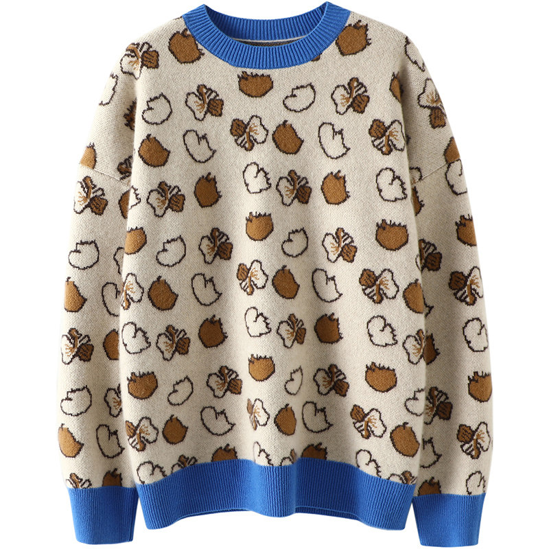 摩登花样时髦~减龄提花重磅加厚羊绒衫女圆领针织纯羊绒毛衣宽松,淘宝优惠券,粉丝福利购,淘宝优惠卷