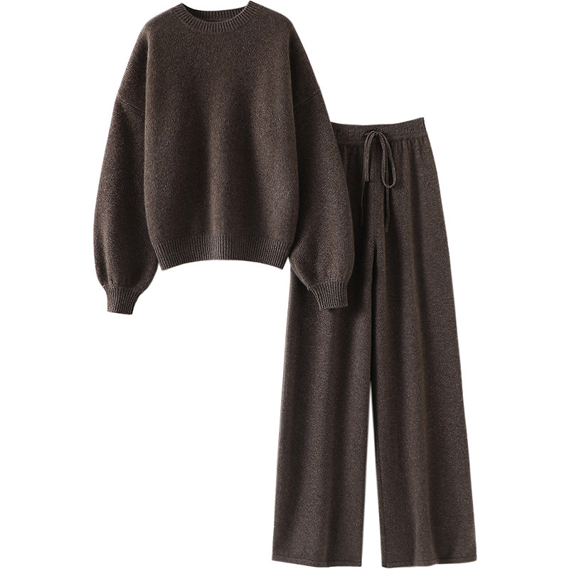傲然内敛！越穿越爱~灯笼袖加厚羊绒衫女毛衣阔腿裤羊绒套装女,淘宝优惠券,粉丝福利购,淘宝优惠卷