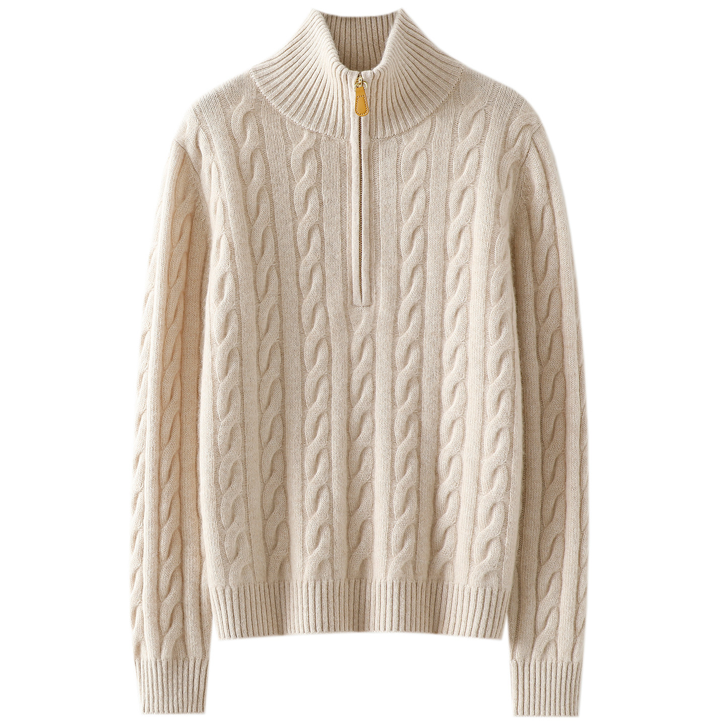 闪耀日常通勤！加厚绞花100%纯山羊绒开衫女高领半开拉链毛衣秋冬,淘宝优惠券,粉丝福利购,淘宝优惠卷