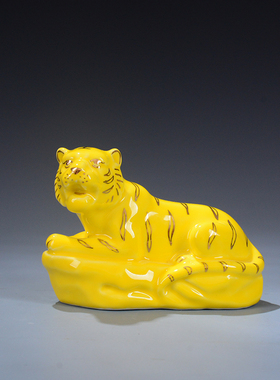 黄色陶瓷可爱十二生肖摆件小卧牛工艺品动物客厅家居装饰属相摆设