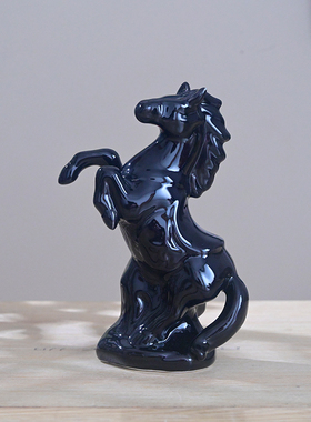 黑色创意陶瓷小龙摆件生肖吉祥物龙年客厅办公室桌面招财装饰一对