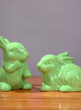 绿色招财风水陶瓷生肖现代工艺品