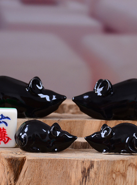 陶瓷小黑色牛动物招财吉祥摆件风水家居饰品新家装饰工艺品摆设品