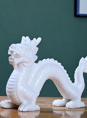 黑色龙摆件十二12生肖黄色陶瓷龙招财客厅工艺品瓷器镇宅家居饰品