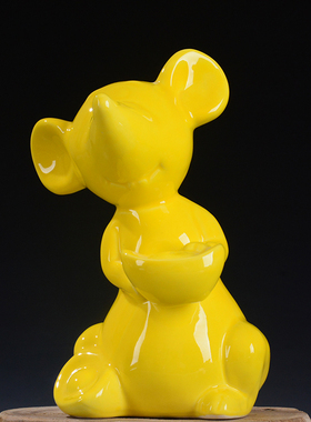 陶瓷黄色风水镇宅生肖兔子摆件