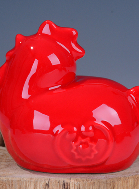 小红色牛陶瓷招财吉祥摆件风水家居装饰品办公桌面工艺品摆设创意