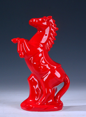 红色陶瓷招财风水家居客厅装饰品