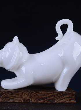 陶瓷生肖牛招财风水白色开业礼品