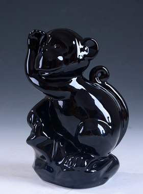 陶瓷12生肖动物黑色风水工艺品