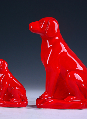 红色时尚风简约摆设电视柜陶瓷马