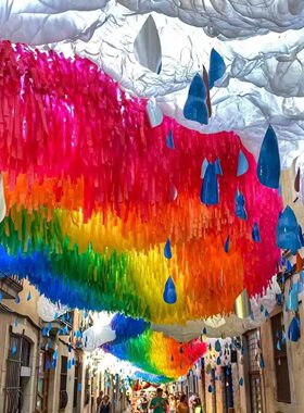 风动布条纱幔吊顶天幕打卡拍照