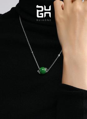 瑞红新中式国风转运珠翡翠竹子项链路路通锁骨链高级感礼物送妈妈