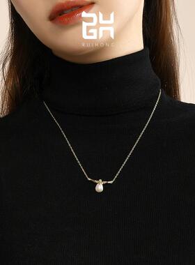 瑞红节节高升项链高级感巴洛克珍珠竹节吊坠新中式锁骨链生日礼物