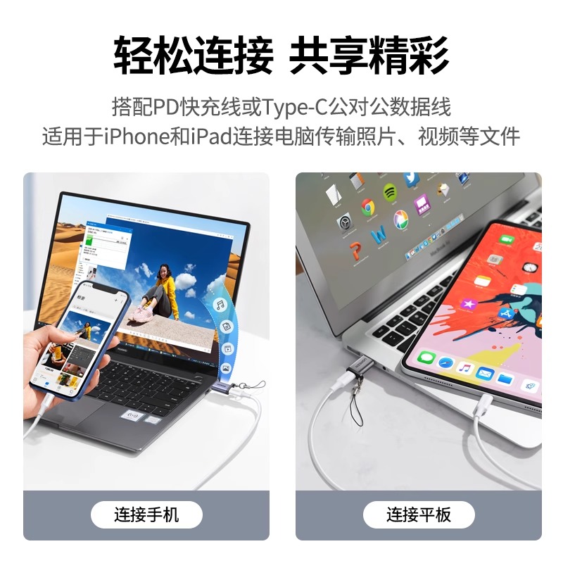 绿联usb转typec转接头otg口快充适用苹果15数据线iPhoneProMax华为耳机手机macbook转换器ipad电脑充电宝车载-图2