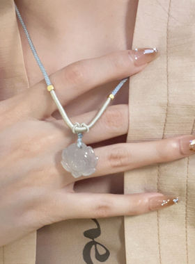 新中式国风莲花项链女古