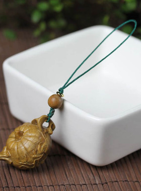 绿檀壶手把玩手机链实木