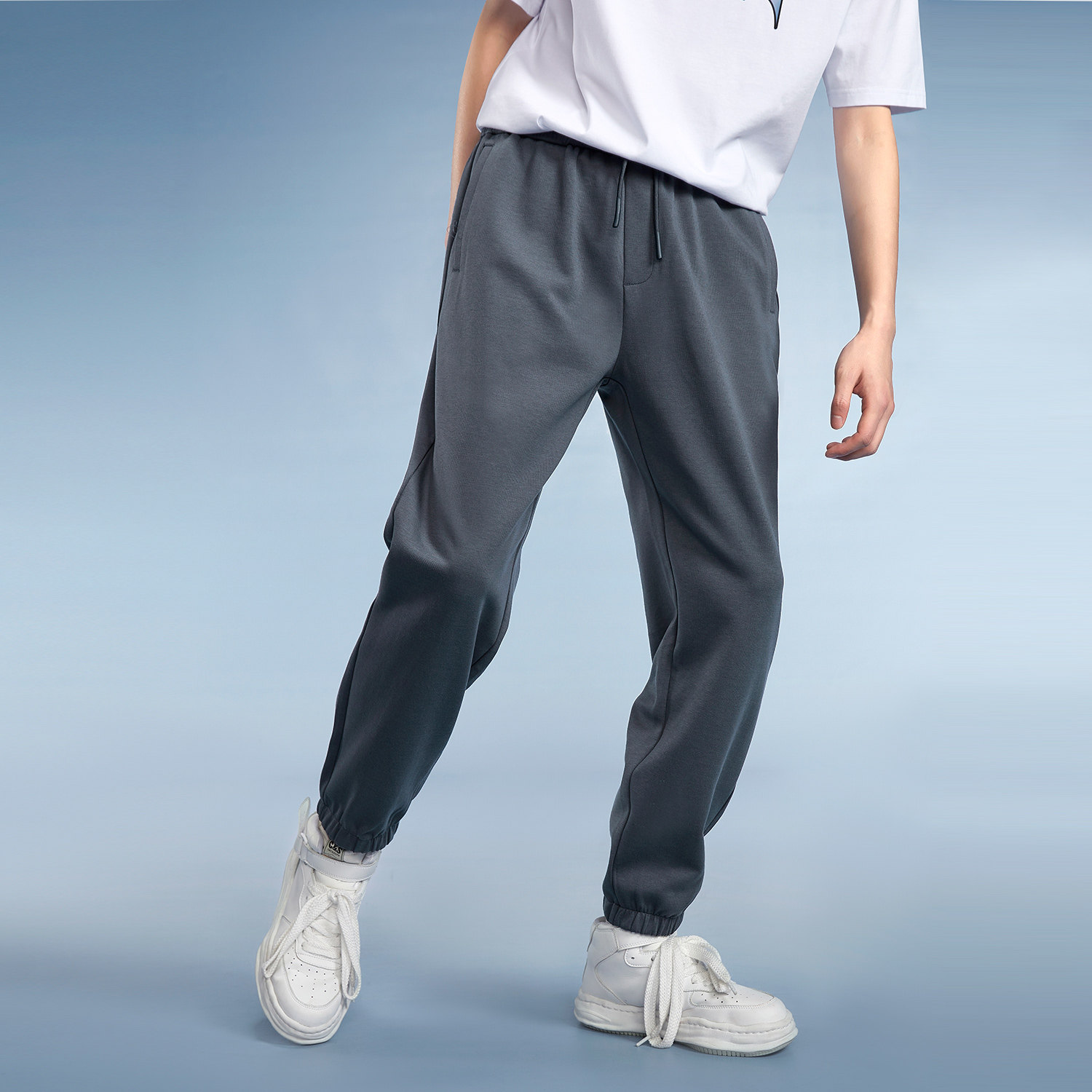 海澜之家旗下黑鲸基础纯色休闲裤男款裤子夏季束脚裤男九分裤卫裤,淘宝优惠券,粉丝福利购,淘宝优惠卷