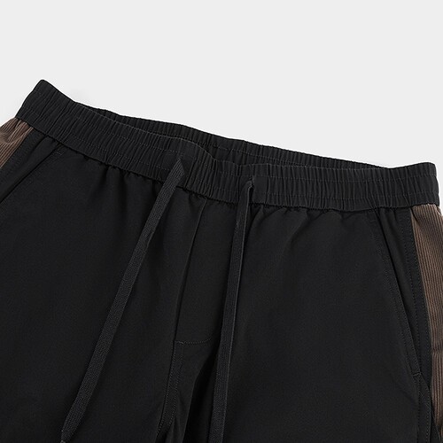 海澜之家旗下黑鲸拼接束脚休闲裤男春秋腰间抽绳裤子男 - 图1