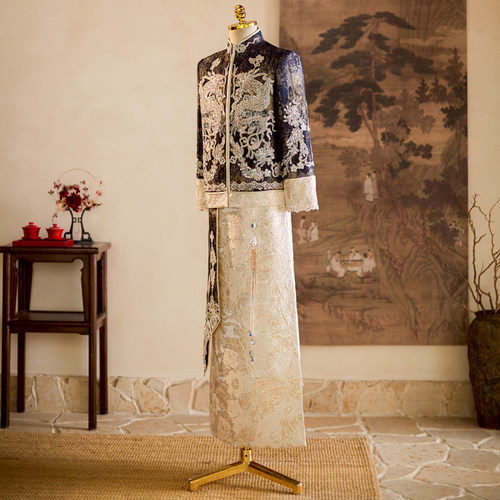 秀禾服男士婚服2025新款结婚礼服接亲服新郎中式婚礼敬酒服龙凤褂 - 图2