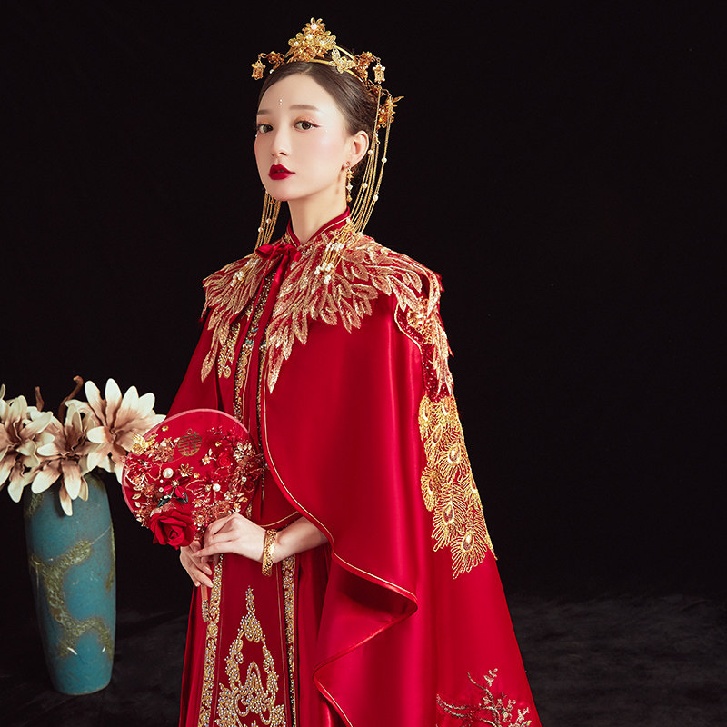 秀禾服新娘2021新款大长中式披肩 依鸾围巾/丝巾/披肩