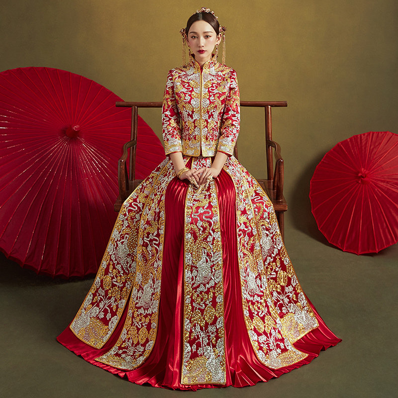 秀禾服2022夏季新款结婚中式婚纱 依鸾旗袍