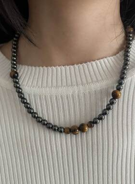 Gage Men's Vintage Maillard Tiger Eye Necklace Niche