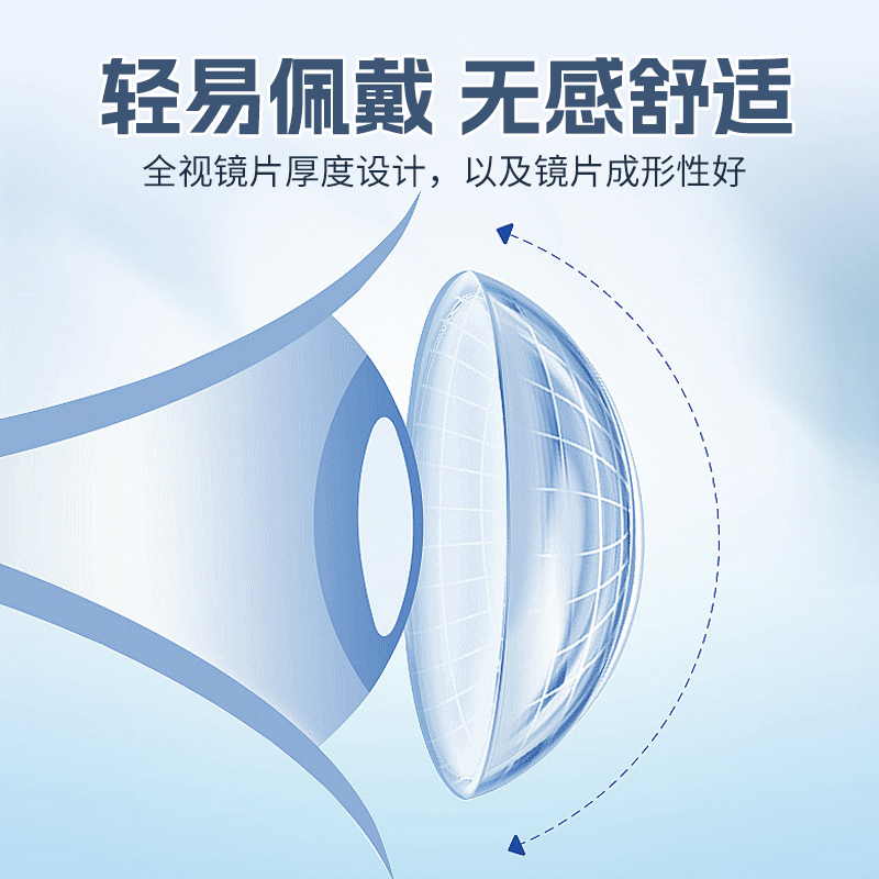 海俪恩全视水凝胶隐形近视眼镜半年抛2片6月官网正品男生非日抛