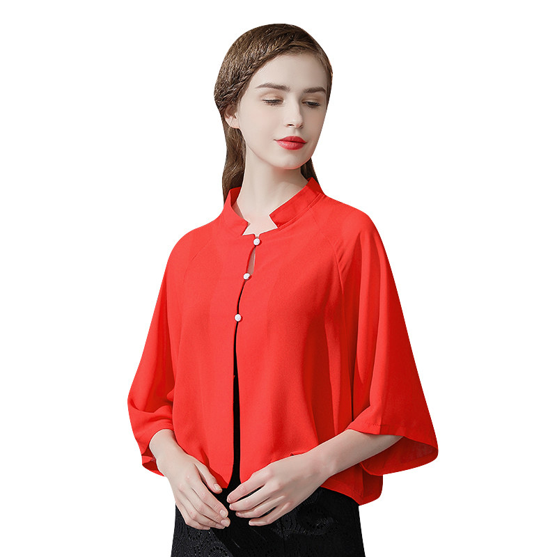 雪纺防晒外搭开衫夏薄款短款小披肩 悦吻短外套