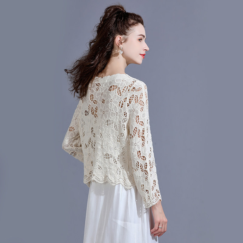 棉质夏季镂空刺绣小香风防晒空调衫 悦吻短外套
