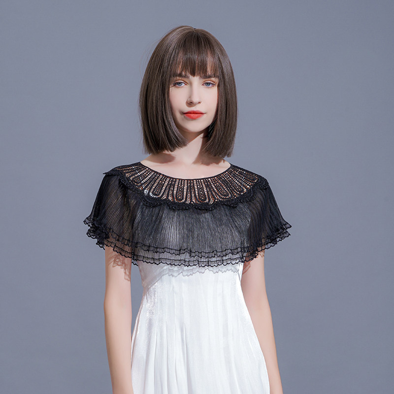 搭配的罩衫女复古蕾丝斗篷夏吊带裙 悦吻短外套