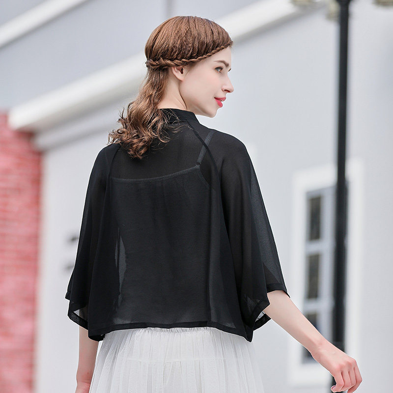 雪纺防晒外搭开衫夏薄款短款小披肩 悦吻短外套