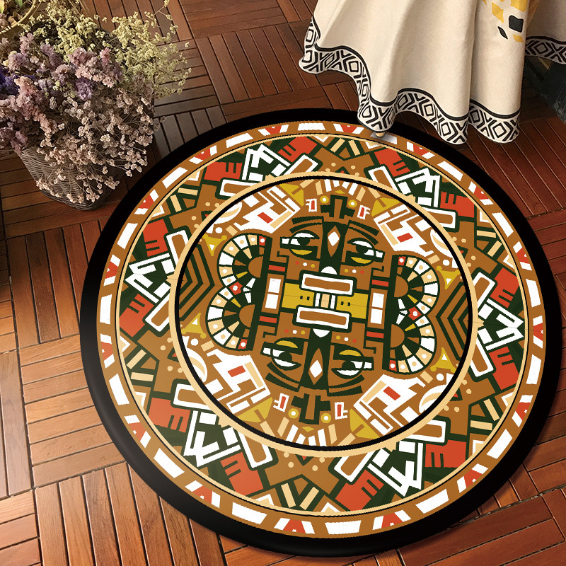 Round carpet floor mat ethnic printed carpet客厅地毯 - 图1