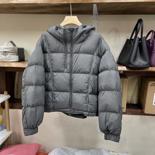 设计感双拉链连帽短款羽绒服女冬季宽松显瘦加厚保暖90白鸭绒外套 - 图1