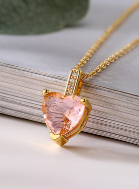 法国cherry kitty 时尚简约铜镀锆石爱心吊坠项链女小众轻奢优雅