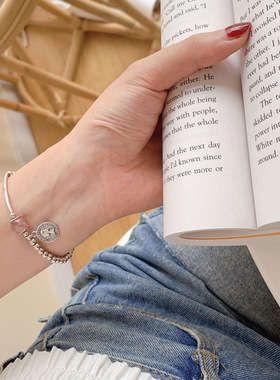 法国cherry kitty925银草莓晶珠珠人像钱币手链女简约个性百搭