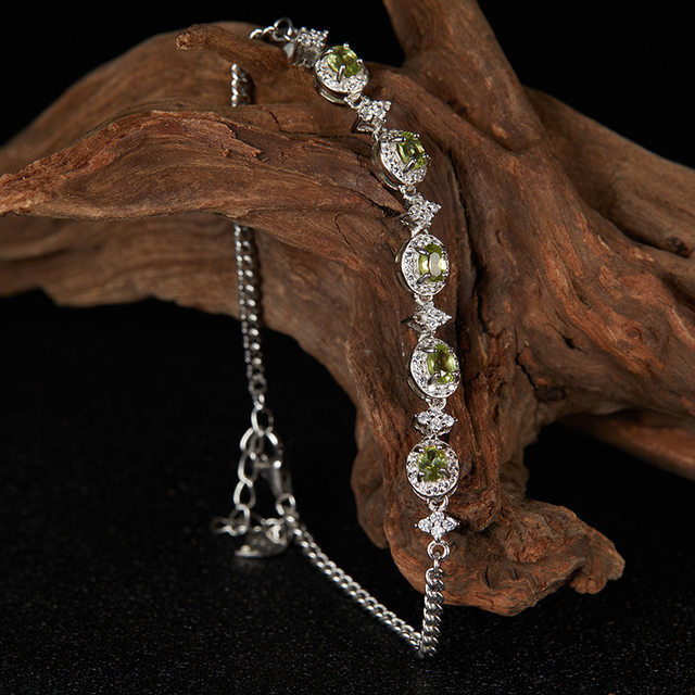 French cherry kittys 925 silver inlaid topaz garnet peridot bracelet women's European and American colored gemstone jewelry