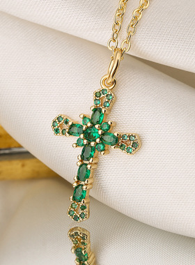 法国cherry kitty 铜镀18k金微镶锆石几何吊坠项链女小众轻奢