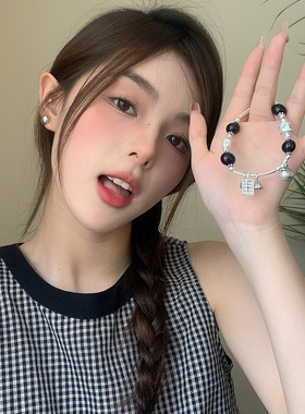 法国cherry kittys银福袋元宝莲蓬手链女简约手工弹力绳款设计