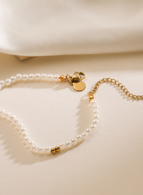 法国cherry kitty 欧美时尚优雅镀18k金串珍珠手链女小众百搭手