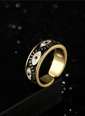 法国cherry kitty  欧美时尚五色滴油恶魔之眼开口戒指可调节