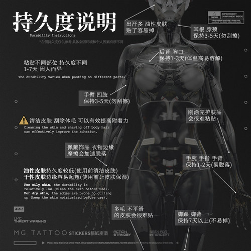 MG tattoo 手绘写意水墨烟雾超个性独特大面积花臂男女小众纹身贴 - 图3
