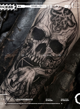 MG tattoo 万人窟 欧美暗黑另类骷髅图案花臂纹身贴纸男女防水