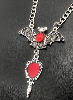 Gothic Hip Hop Y2k Jewelry Bat Cross Pendant Necklaces Vinta
