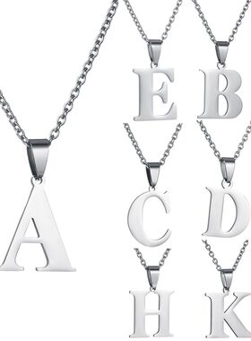 26 Alphabet Letters A-Z Name Pendant Stainless Steel Necklac