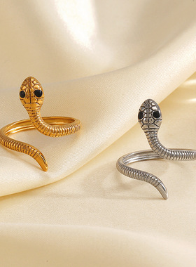 Popular Stainless Steel Simple Snake Ring Female Retro Ethni
