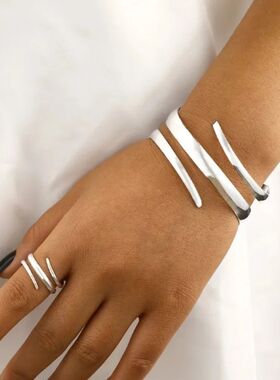 European and Thick Bracelet and Ring Jewelry Set for Women G