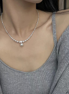 Broken Silver Pearl Necklace High Sense Clavicle ChainAll-ma