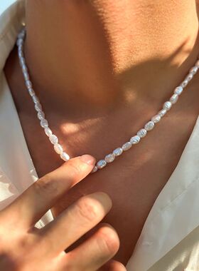 Salircon Simple Baroque Imitation Pearl Chain Choker Necklac