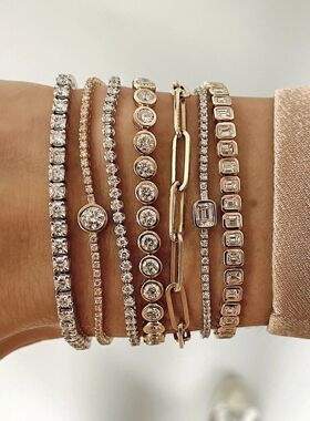 Various Shaped Geometric Bezel Cubic Zirconia 5A CZ Tennis C